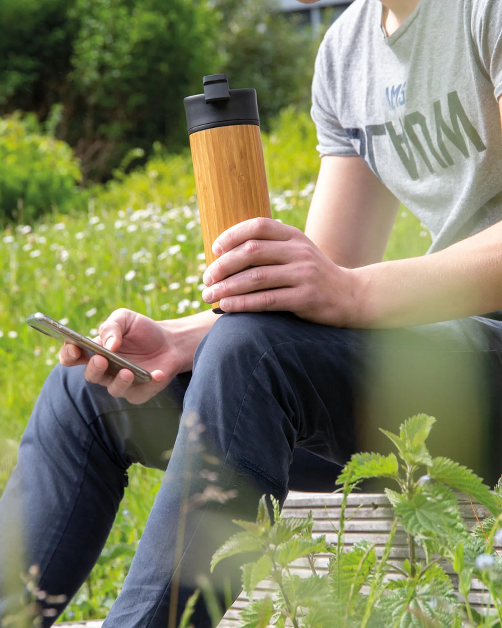 Trinkbecher Bambus Edelstahl 450ml zum Personalisieren - 8